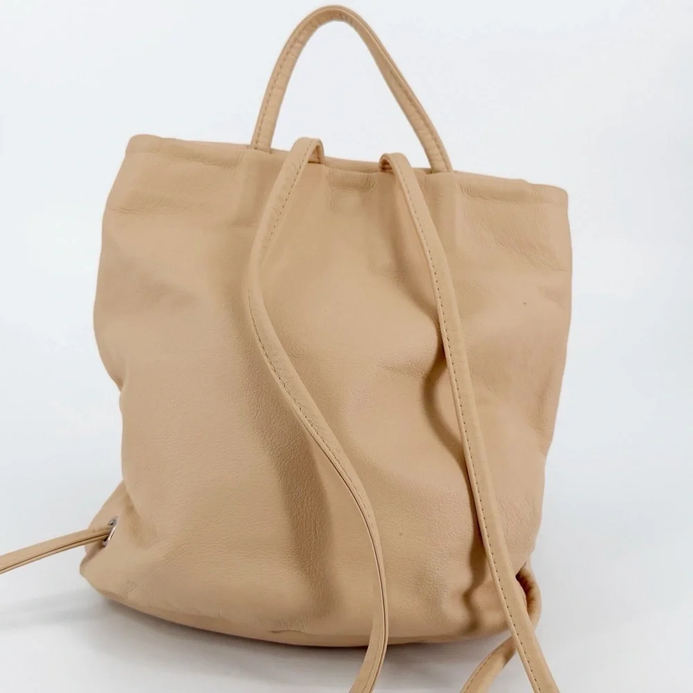 Baggu Leather Mini Backpack Cream
